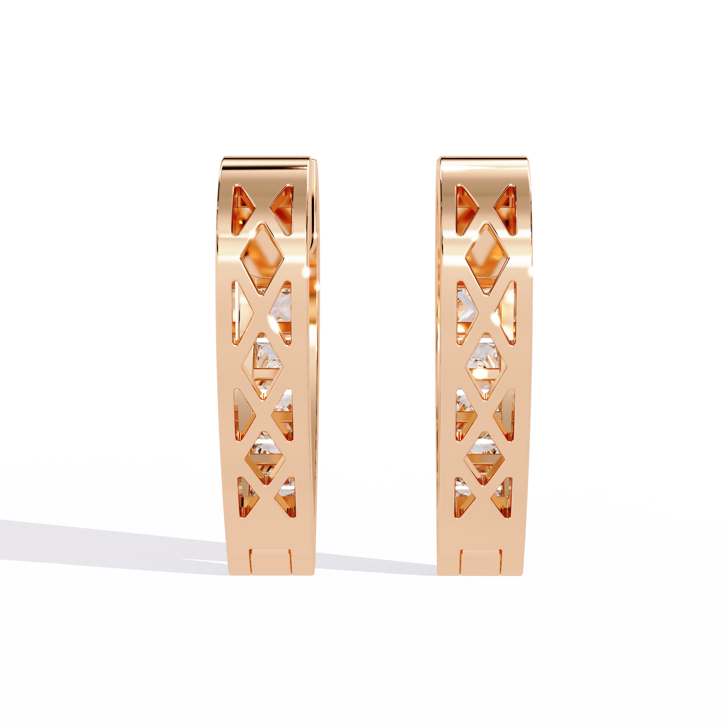 Radiant Heart Princess-Cut Huggie Hoop Earrings in Gold - 0.83 Ct