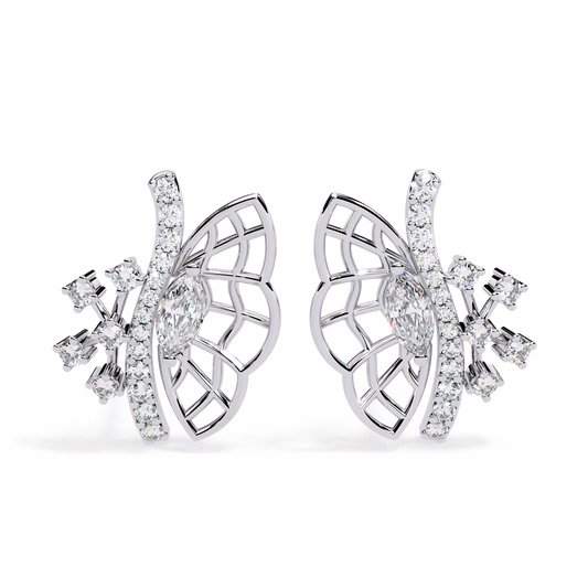 Marquise Majesty: Enchanted Butterfly Wing Diamond Studs in Gold - 0.37 Ct