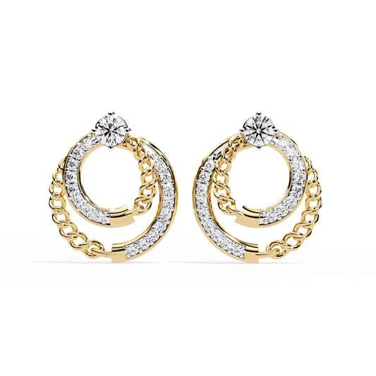 The Aurelia Dual-Orbit Diamond & Gold Link Earrings - 0.46 Ct