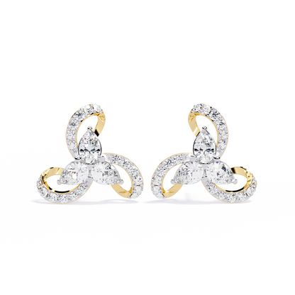Trellis Bloom Diamond Stud Earrings in Gold - 1.38 Ct