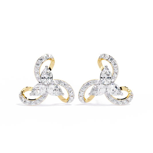 Trellis Bloom Diamond Stud Earrings in Gold - 1.38 Ct