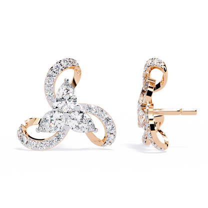 Trellis Bloom Diamond Stud Earrings in Gold - 1.38 Ct
