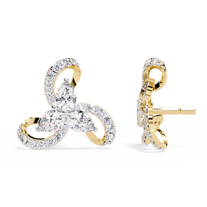 Trellis Bloom Diamond Stud Earrings in Gold - 1.38 Ct