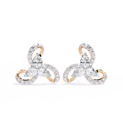 Trellis Bloom Diamond Stud Earrings in Gold - 1.38 Ct