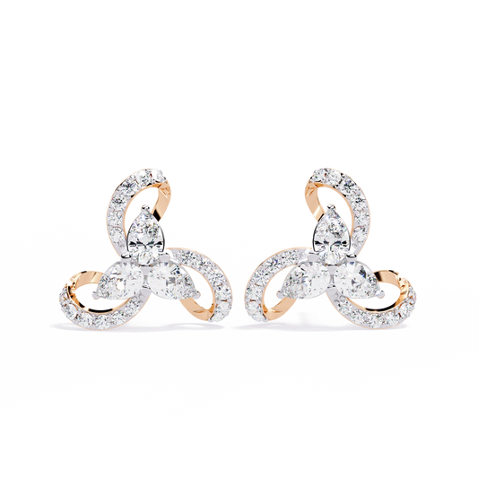 Trellis Bloom Diamond Stud Earrings in Gold - 1.38 Ct
