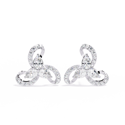 Trellis Bloom Diamond Stud Earrings in Gold - 1.38 Ct