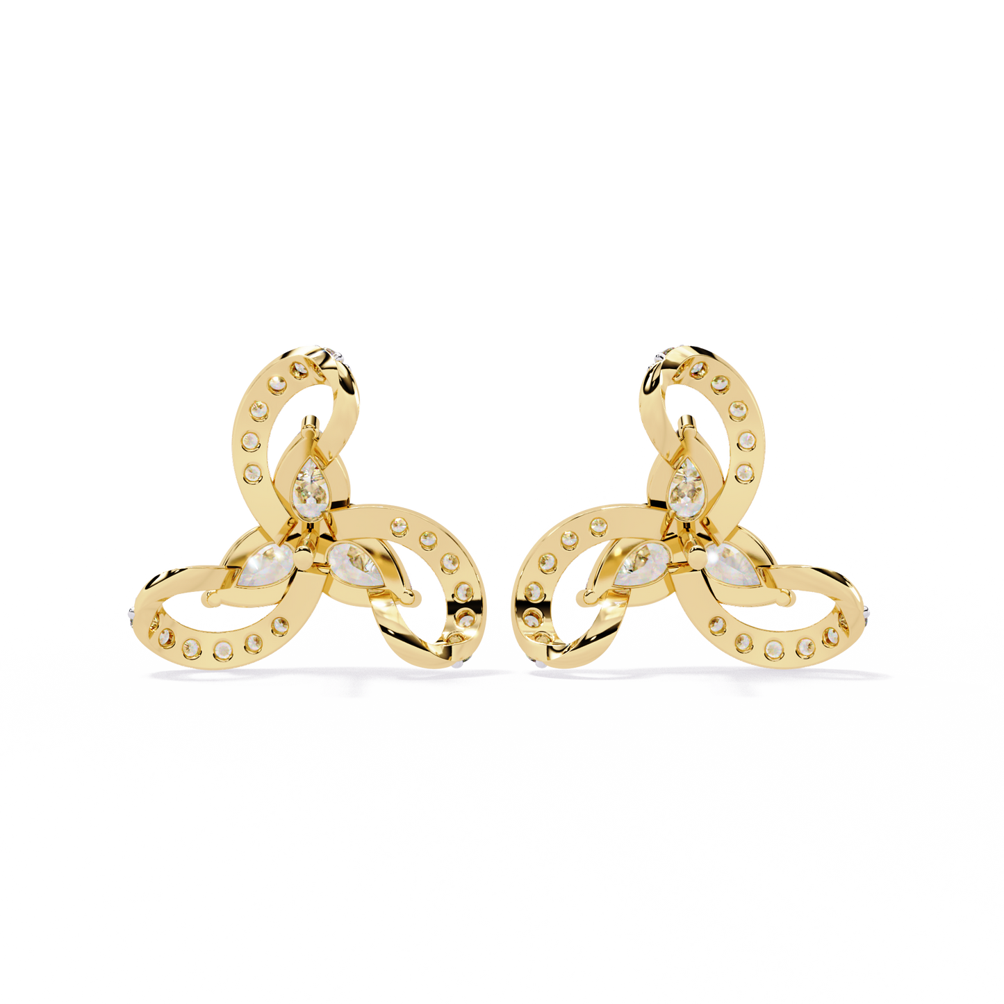 Trellis Bloom Diamond Stud Earrings in Gold - 1.38 Ct