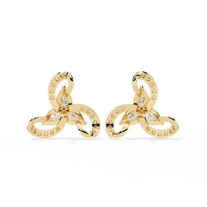 Trellis Bloom Diamond Stud Earrings in Gold - 1.38 Ct