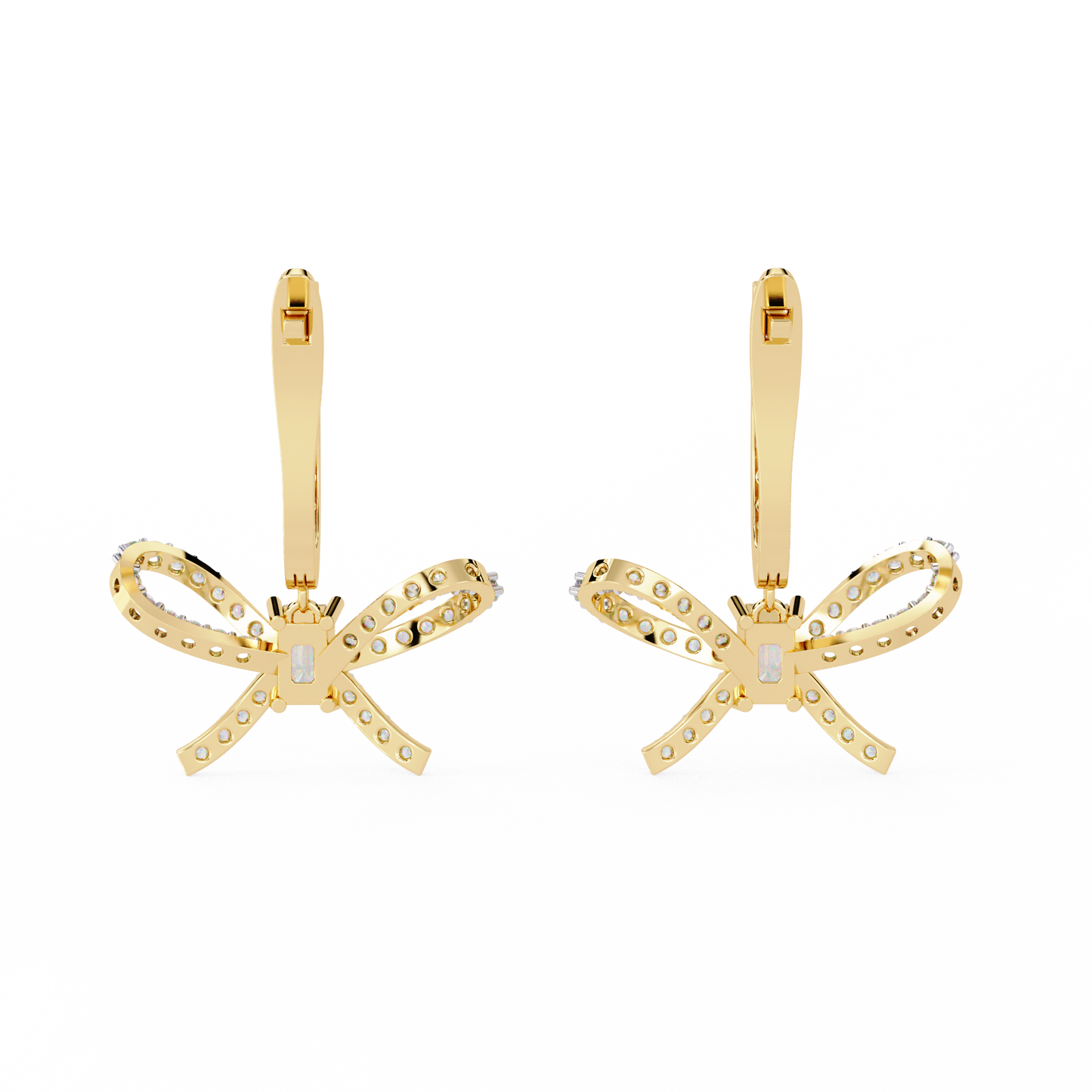 The 'Ribbon of Love' Diamond Dangle Hoops Earrings in Gold - 1.19 Ct