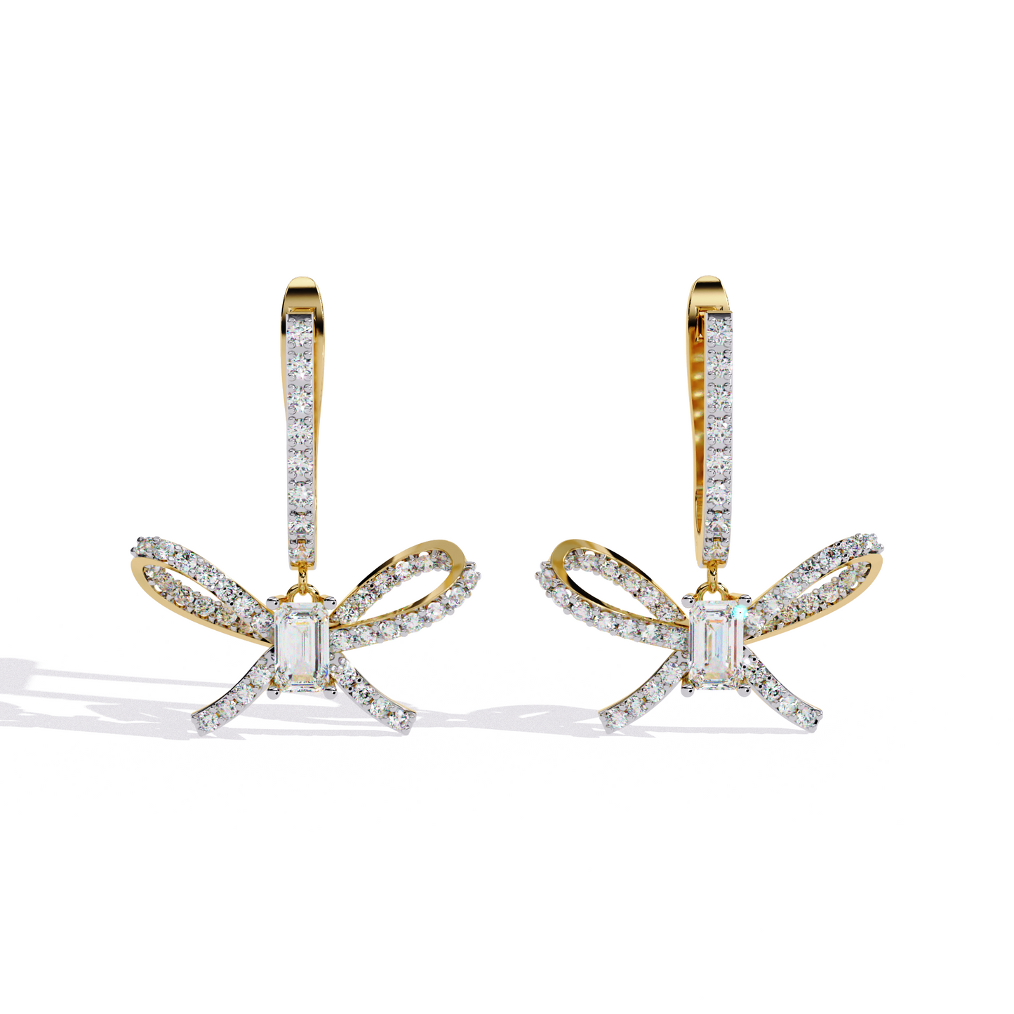 The 'Ribbon of Love' Diamond Dangle Hoops Earrings in Gold - 1.19 Ct