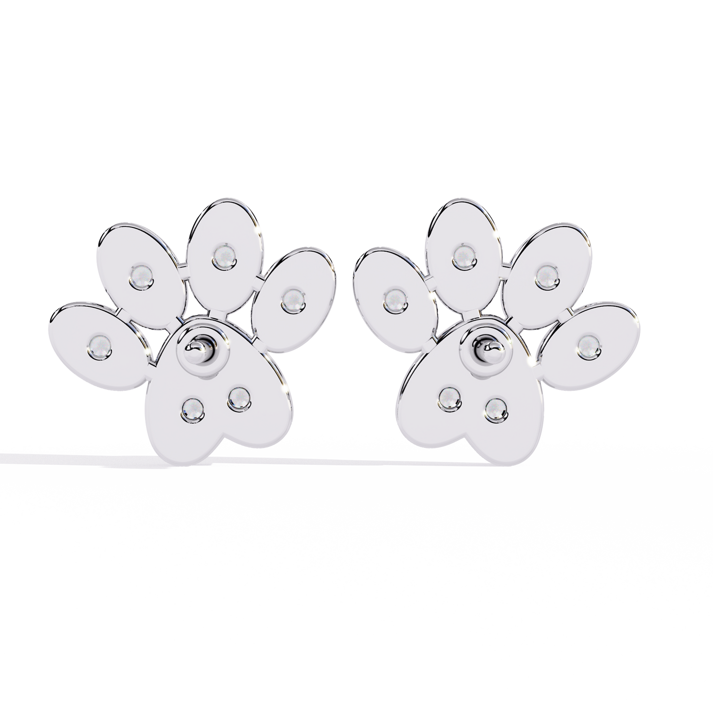 Adorable Diamond Paw Print Stud Earrings in Gold - 0.18 Ct
