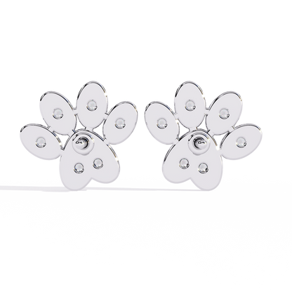 Adorable Diamond Paw Print Stud Earrings in Gold - 0.18 Ct