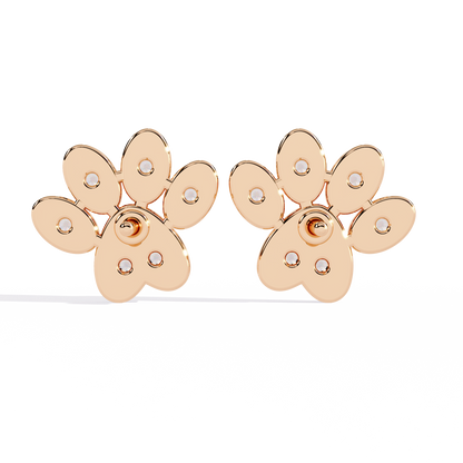 Adorable Diamond Paw Print Stud Earrings in Gold - 0.18 Ct
