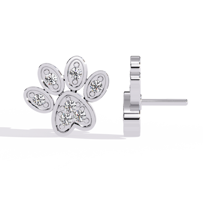 Adorable Diamond Paw Print Stud Earrings in Gold - 0.18 Ct