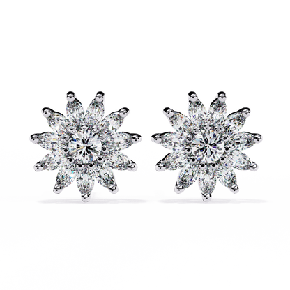The Stellar Bloom Diamond Stud Earrings in Gold- 1.31 Ct