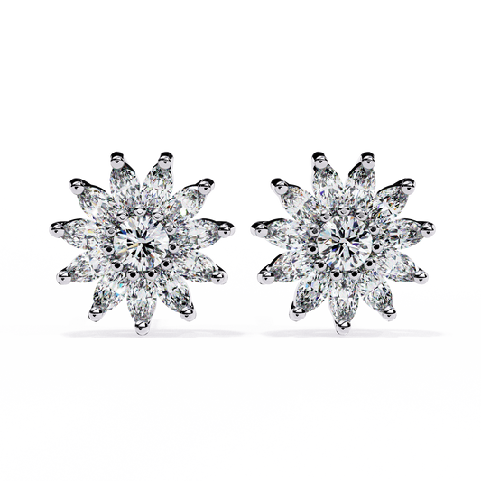 The Stellar Bloom Diamond Stud Earrings in Gold- 1.31 Ct