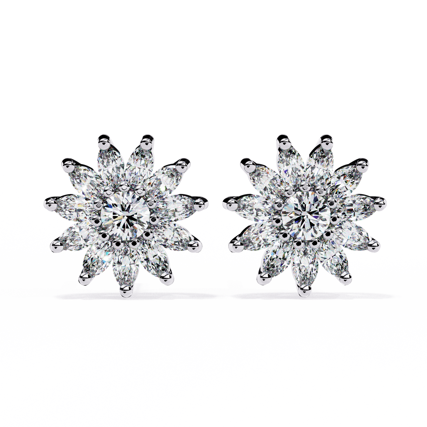 The Stellar Bloom Diamond Stud Earrings in Gold- 1.31 Ct