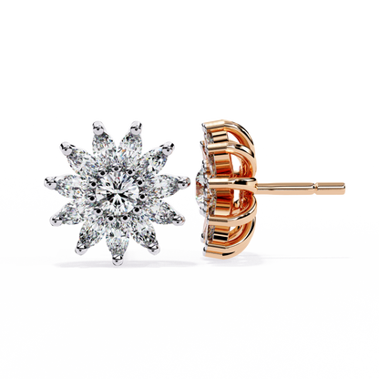 The Stellar Bloom Diamond Stud Earrings in Gold- 1.31 Ct