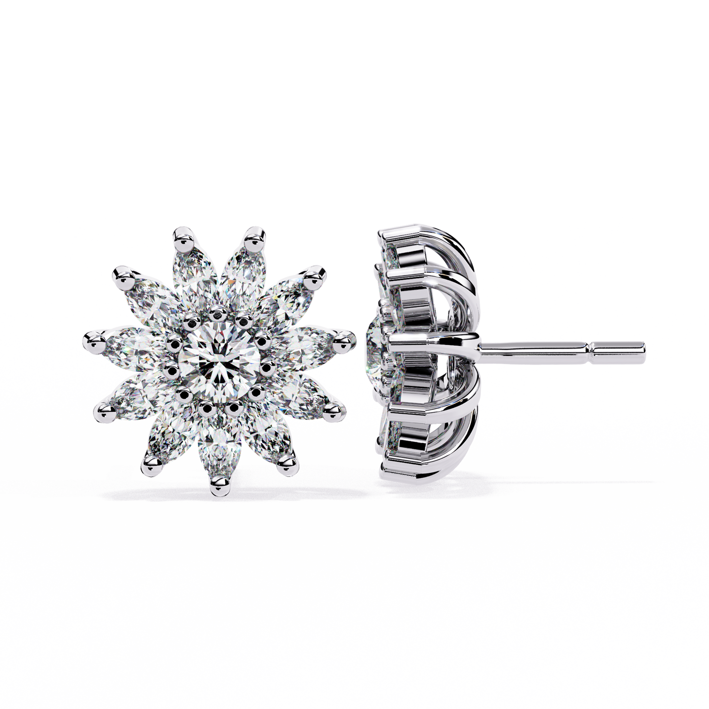 The Stellar Bloom Diamond Stud Earrings in Gold- 1.31 Ct