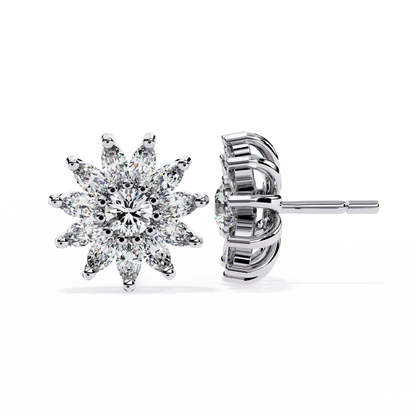 The Stellar Bloom Diamond Stud Earrings in Gold- 1.31 Ct