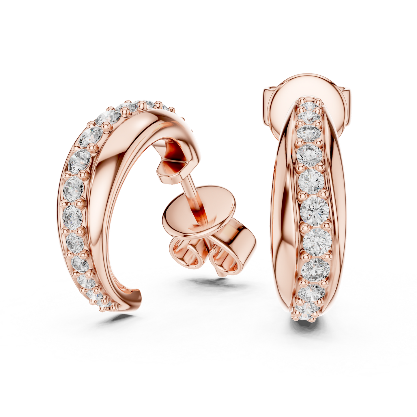 0.38CTW Twisted Wave Pavé Diamond Hoop Earrings in Yellow Gold