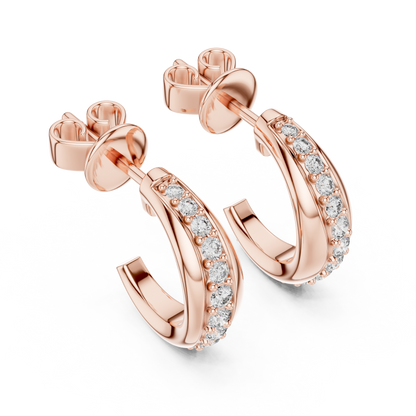 0.38CTW Twisted Wave Pavé Diamond Hoop Earrings in Yellow Gold