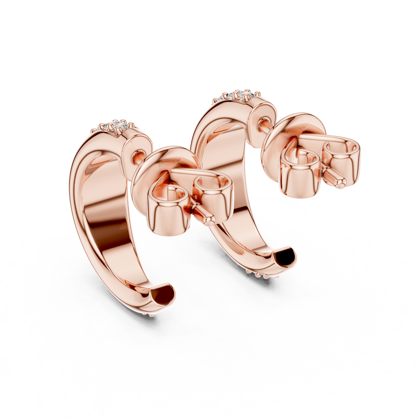 0.38CTW Twisted Wave Pavé Diamond Hoop Earrings in Yellow Gold
