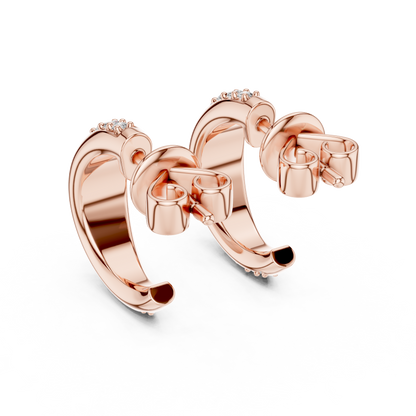 0.38CTW Twisted Wave Pavé Diamond Hoop Earrings in Yellow Gold