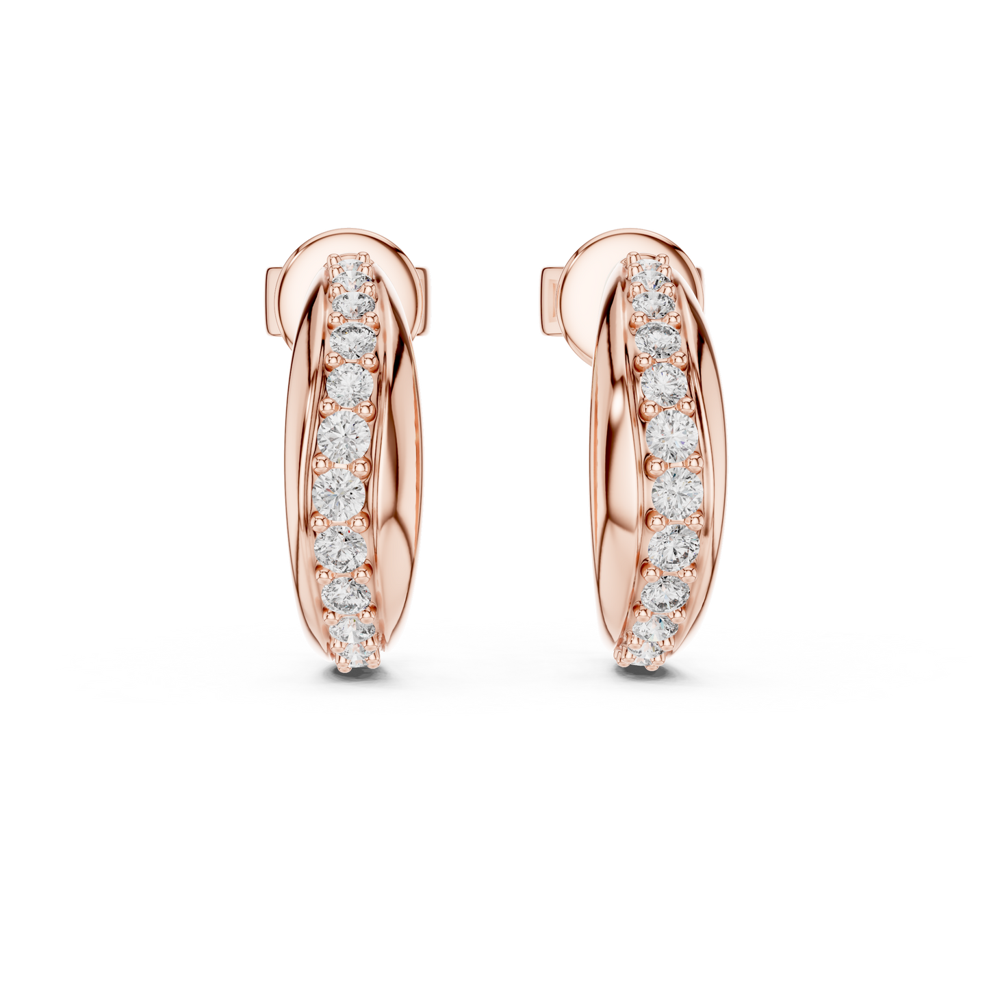 0.38CTW Twisted Wave Pavé Diamond Hoop Earrings in Yellow Gold