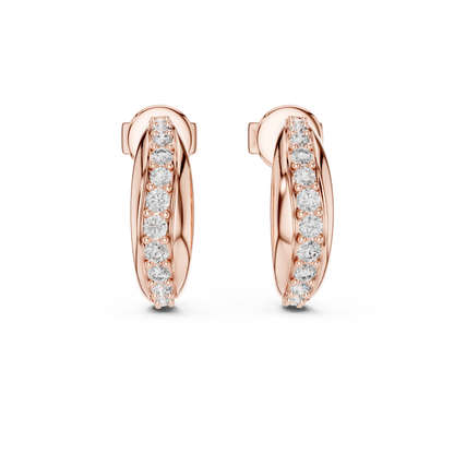 0.38CTW Twisted Wave Pavé Diamond Hoop Earrings in Yellow Gold