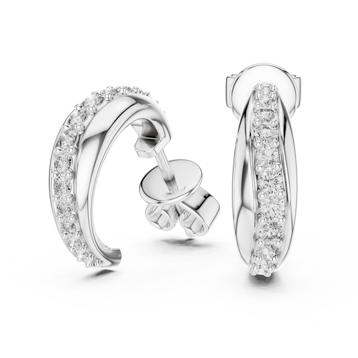 0.38CTW Twisted Wave Pavé Diamond Hoop Earrings in Yellow Gold