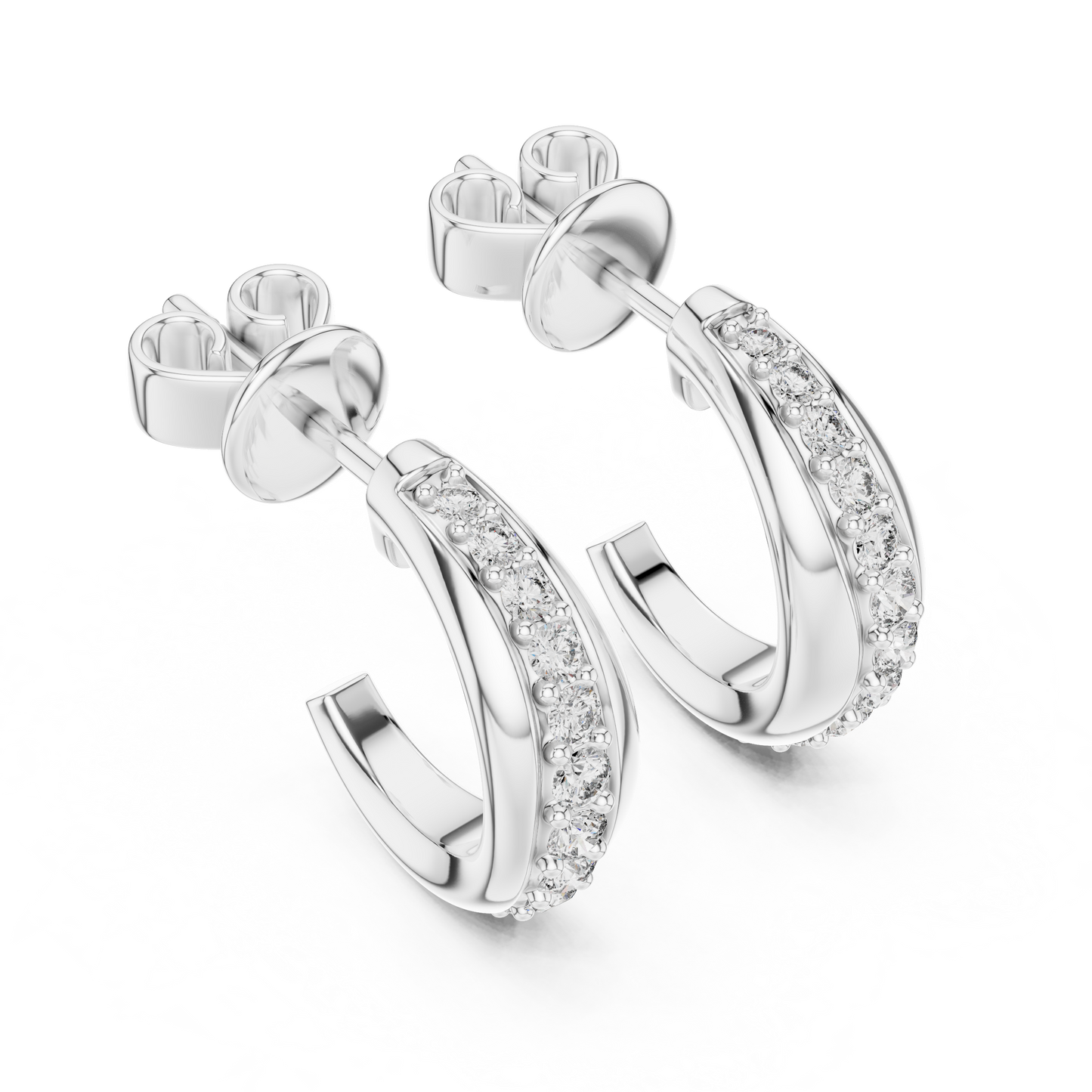 0.38CTW Twisted Wave Pavé Diamond Hoop Earrings in Yellow Gold