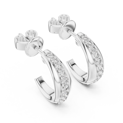 0.38CTW Twisted Wave Pavé Diamond Hoop Earrings in Yellow Gold