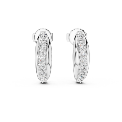 0.38CTW Twisted Wave Pavé Diamond Hoop Earrings in Yellow Gold