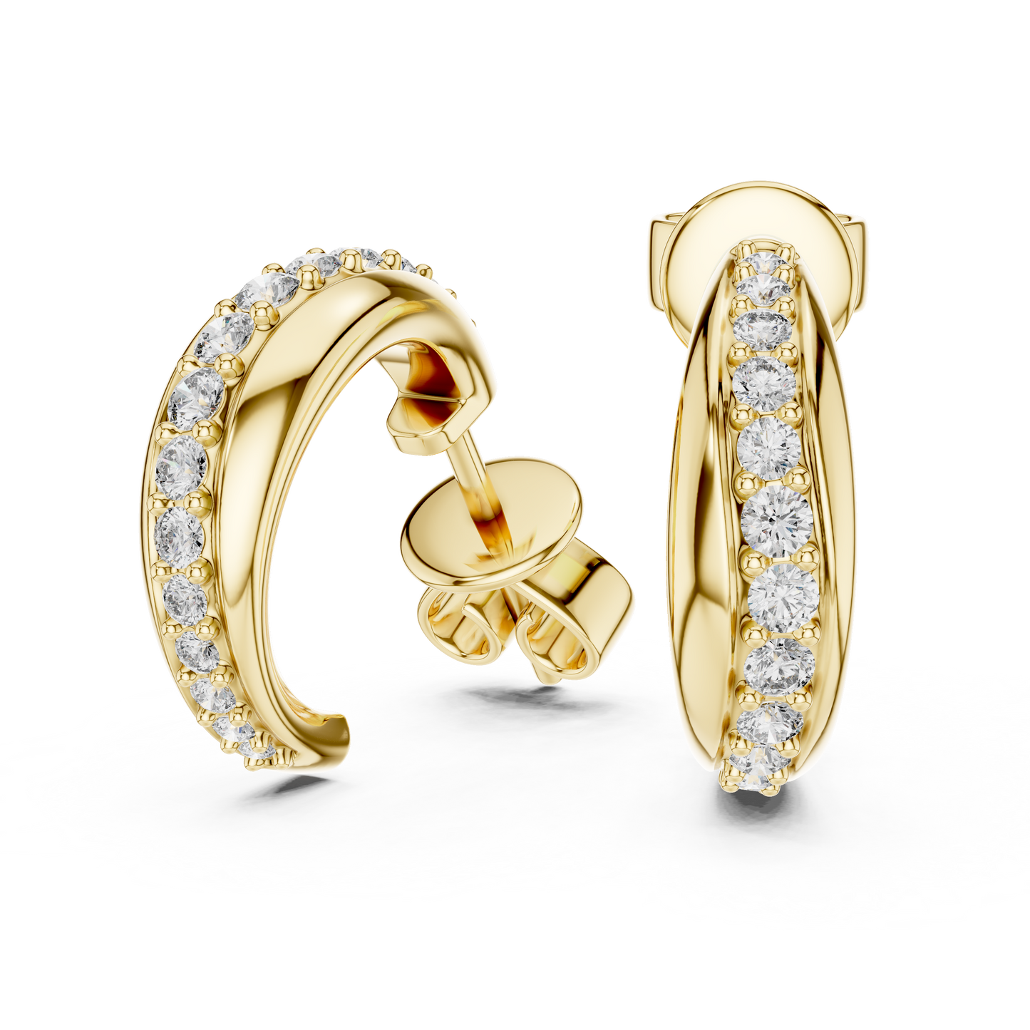 0.38CTW Twisted Wave Pavé Diamond Hoop Earrings in Yellow Gold