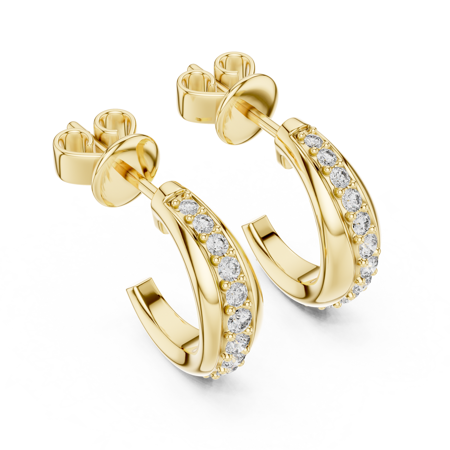 0.38CTW Twisted Wave Pavé Diamond Hoop Earrings in Yellow Gold