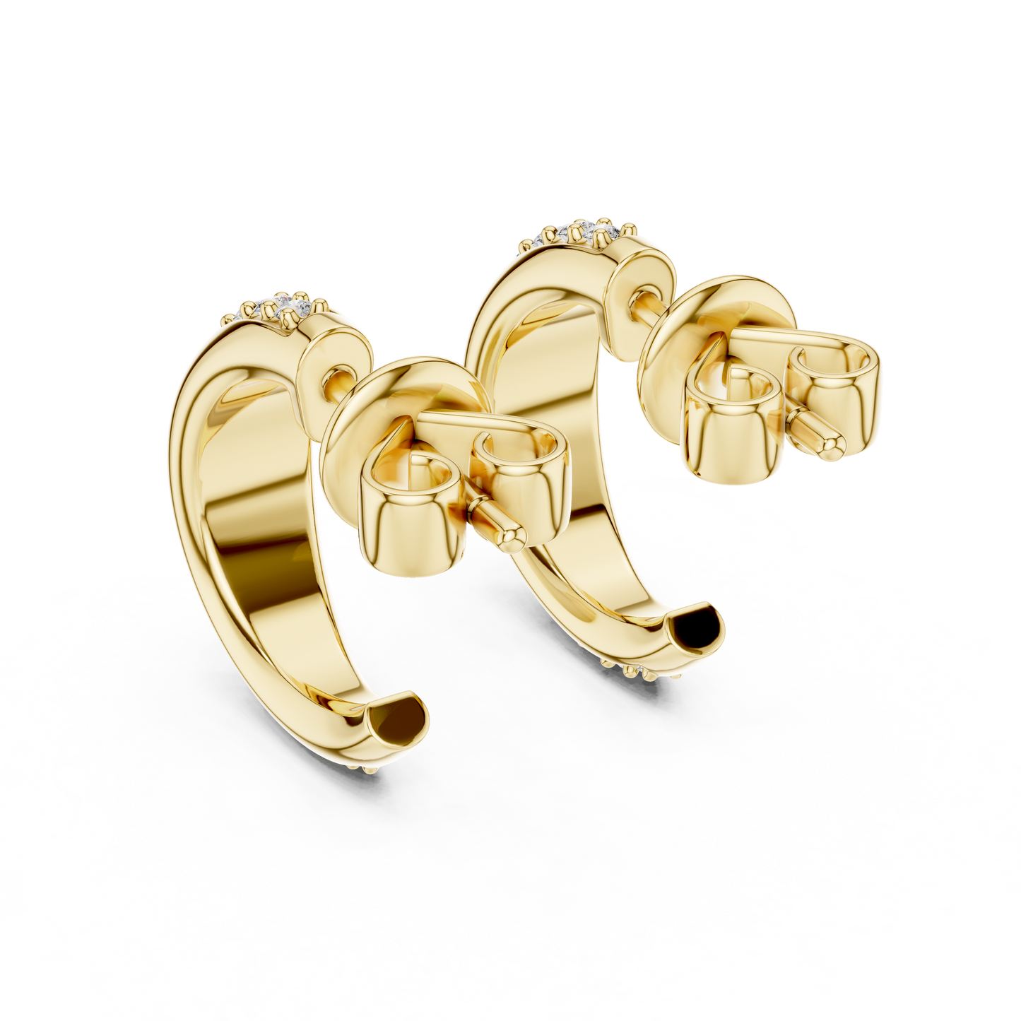 0.38CTW Twisted Wave Pavé Diamond Hoop Earrings in Yellow Gold