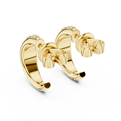 0.38CTW Twisted Wave Pavé Diamond Hoop Earrings in Yellow Gold