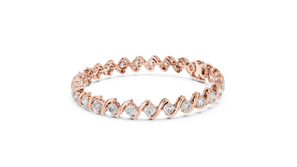 6.46CTW Round Diamond S-Link Swirl Bracelet - Yellow Gold