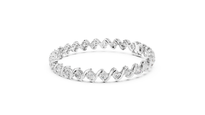 6.46CTW Round Diamond S-Link Swirl Bracelet - Yellow Gold