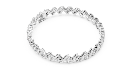 6.46CTW Round Diamond S-Link Swirl Bracelet - Yellow Gold