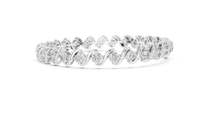 6.46CTW Round Diamond S-Link Swirl Bracelet - Yellow Gold
