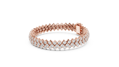 Grand Radiance: Yellow Gold Double-Row Diamond Chevron Bracelet