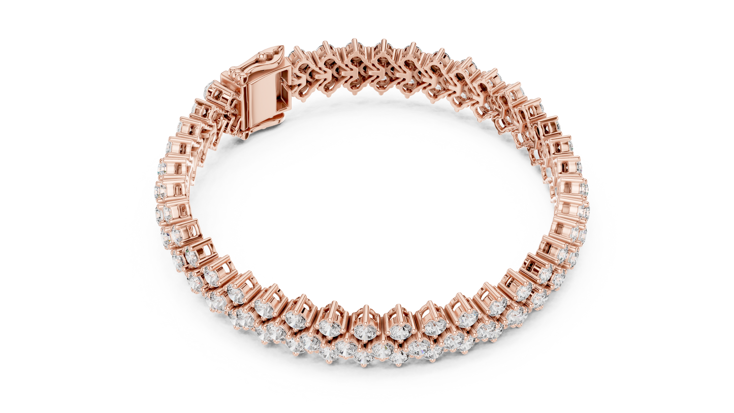 Grand Radiance: Yellow Gold Double-Row Diamond Chevron Bracelet