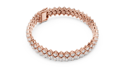 Grand Radiance: Yellow Gold Double-Row Diamond Chevron Bracelet