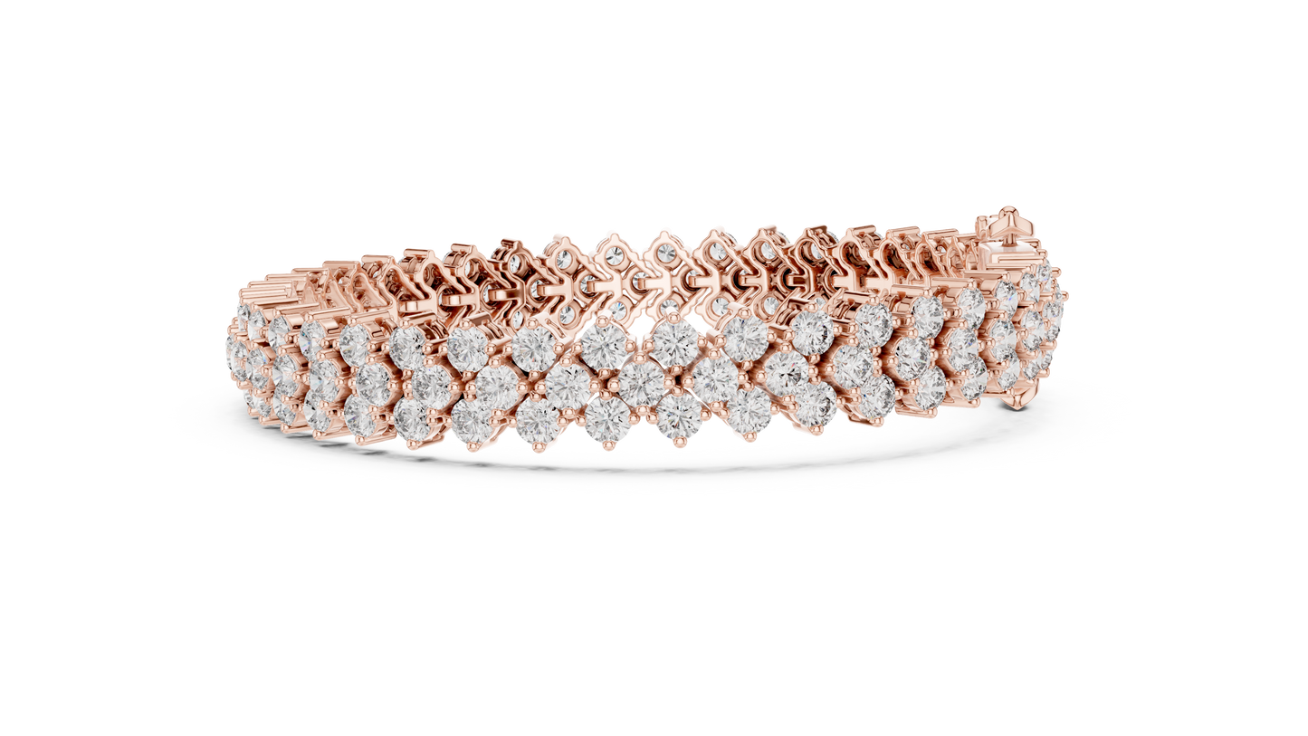 Grand Radiance: Yellow Gold Double-Row Diamond Chevron Bracelet