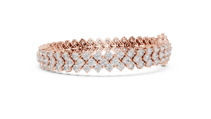 Grand Radiance: Yellow Gold Double-Row Diamond Chevron Bracelet