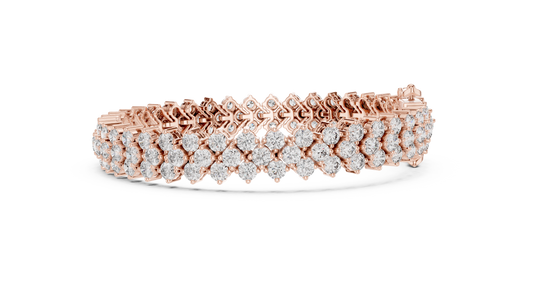 Grand Radiance: Yellow Gold Double-Row Diamond Chevron Bracelet