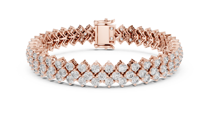 Grand Radiance: Yellow Gold Double-Row Diamond Chevron Bracelet