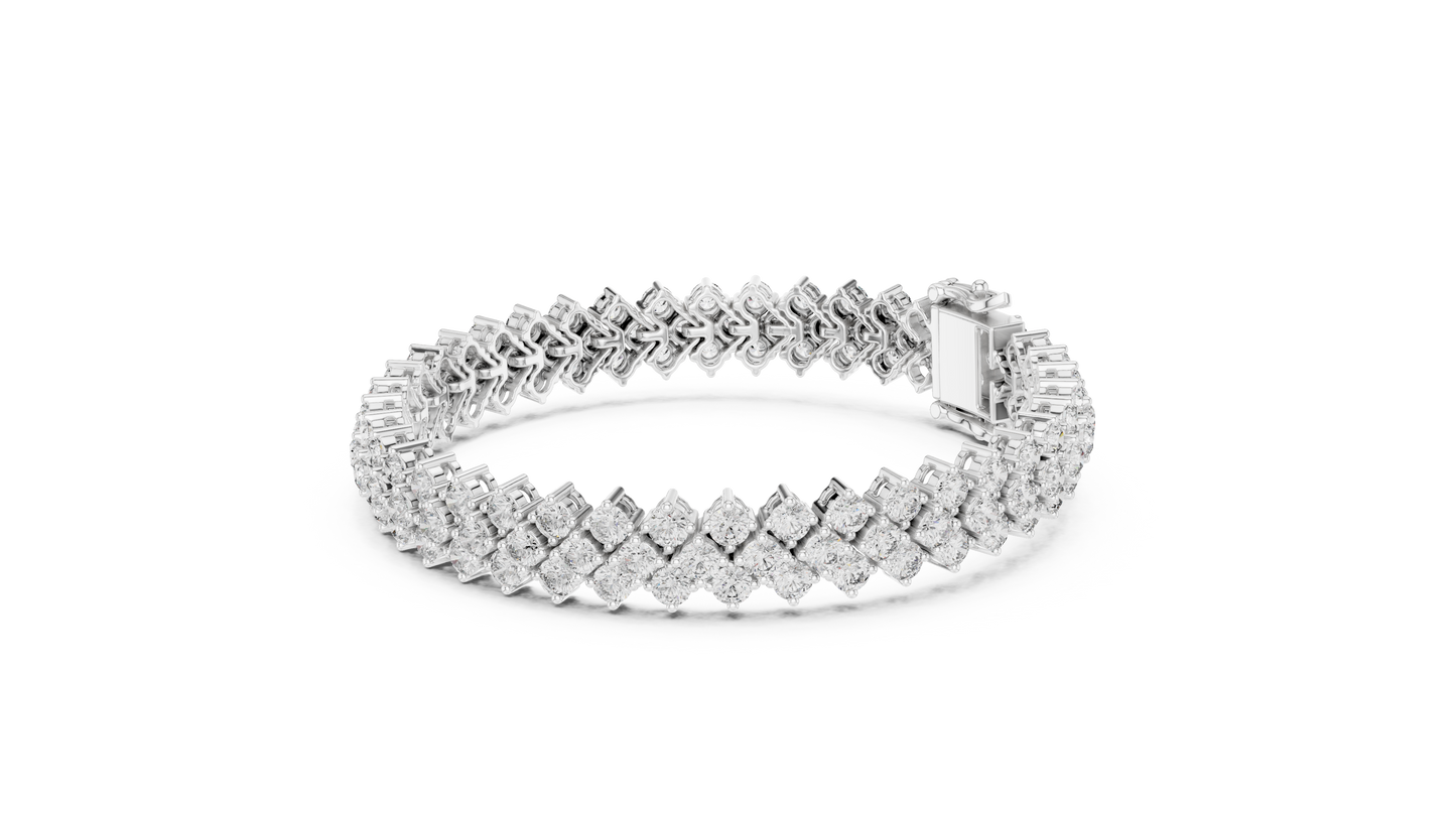 Grand Radiance: Yellow Gold Double-Row Diamond Chevron Bracelet